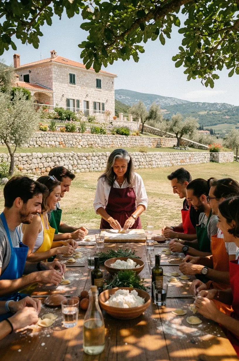 Šareni štand na tržnici s domaćim voćem, povrćem i mediteranskim začinima u srcu Istre.